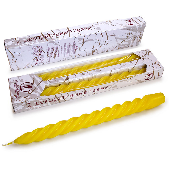 свеча витая 2 шт желтая