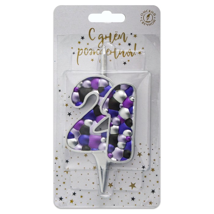 свеча тортовая   21 "пузырьки  серебро"