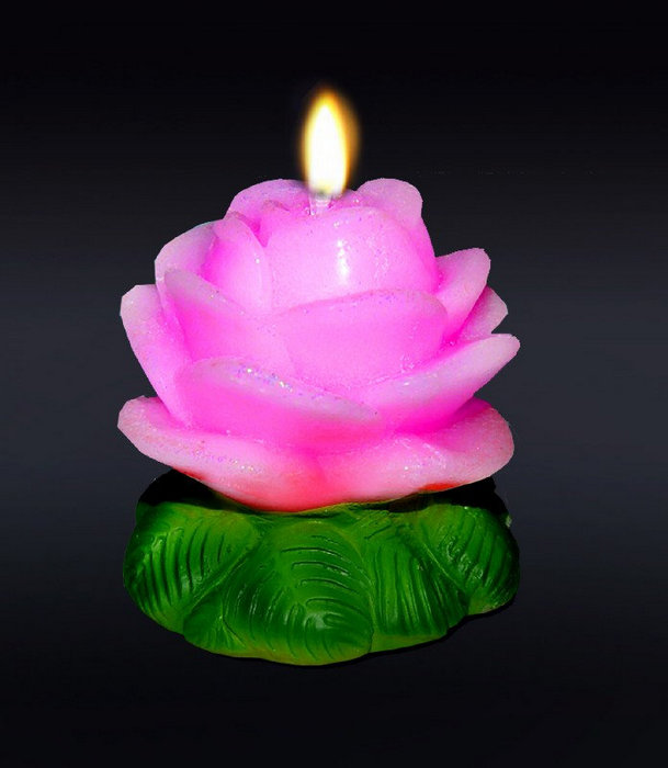 свеча мигающая  Роза малая ароматиз.