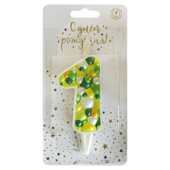 свеча тортовая 1 "Пузырьки" микс