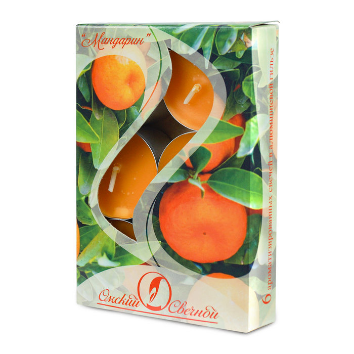 свеча чайная 12 гр ароматизированная 6 шт/уп  мандарин