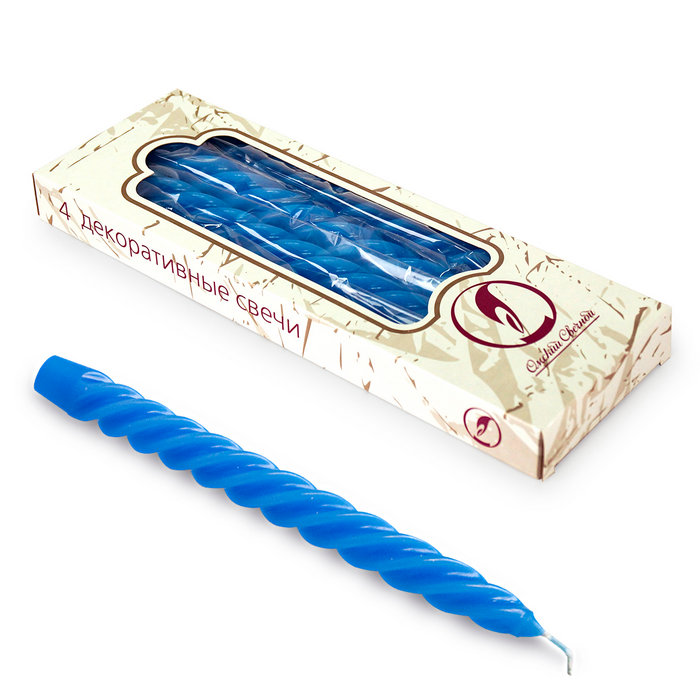 свеча витая 4 шт синяя