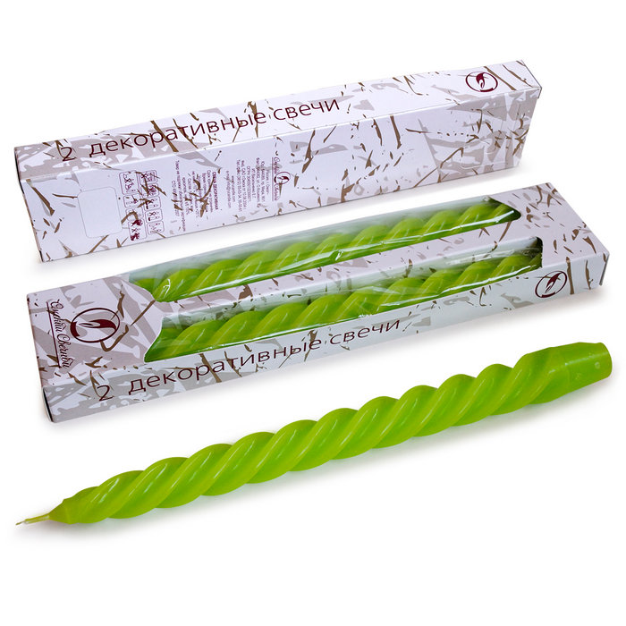 свеча витая 2 шт зеленая