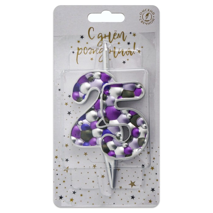 свеча тортовая  25 "пузырьки  серебро"