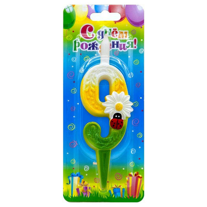 свеча тортовые цифры с ромашками 9