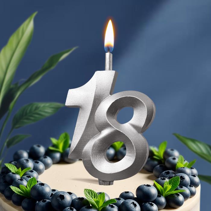 свеча тортовая витая юбилейная 18 "серебро"