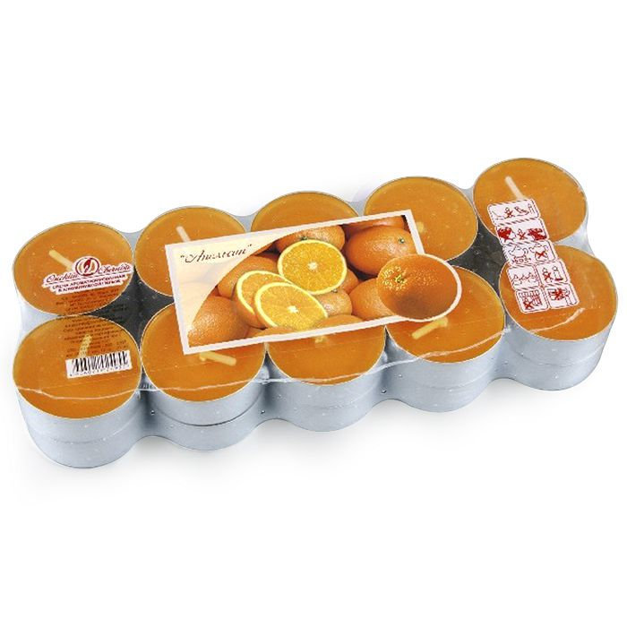 свеча чайная 12 гр ароматизированная 20 шт/уп "апельсин"