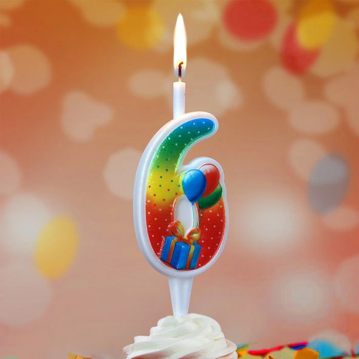 свеча тортовая "С подарком" 6