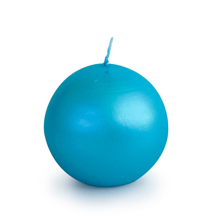 свеча шар 55  голубой блеск