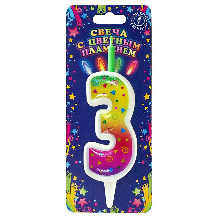свеча торт. с цветным пламенем 3