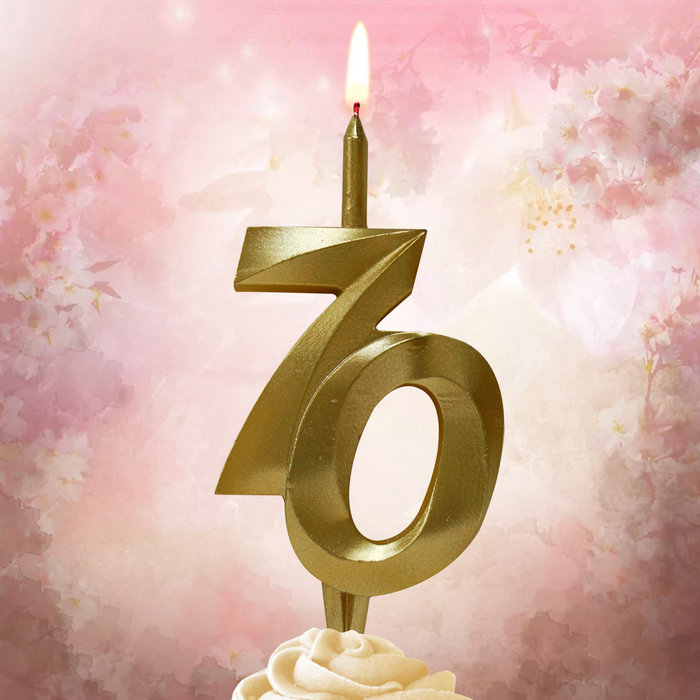 свеча тортовая витая юбилейная 70 "золотая"