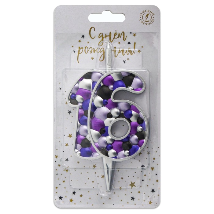 свеча тортовая   16 "пузырьки  серебро"