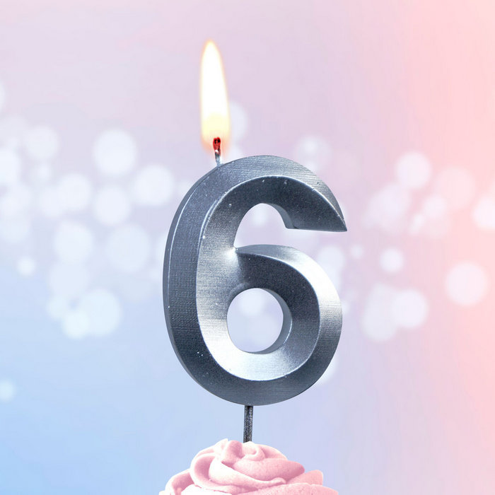 свеча тортовая на шпажке 6 "Витые серебро"