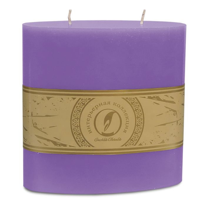 свеча овальная призма 150х75х150 2 фитиля сиреневый