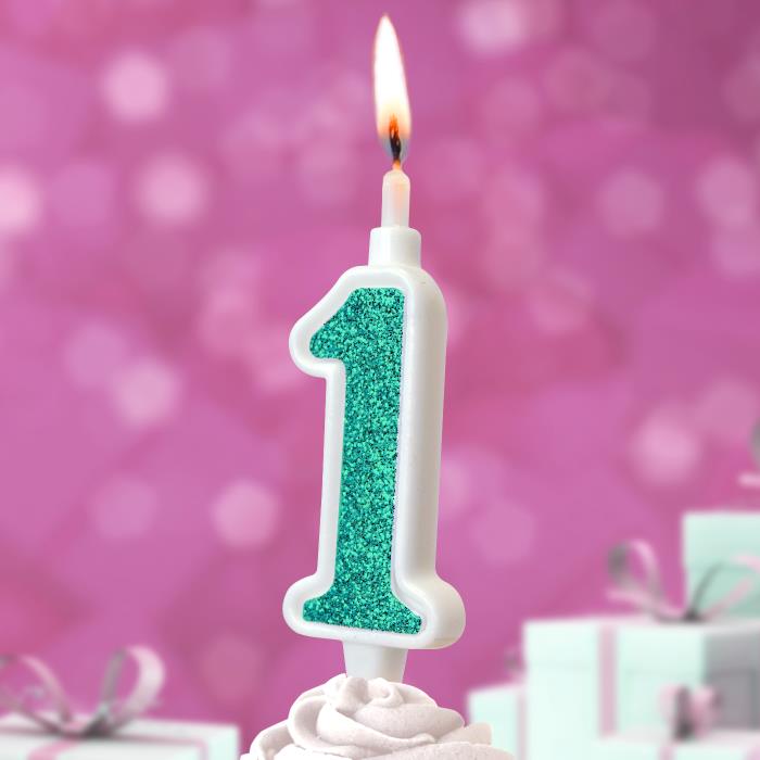 свеча тортовая 1 "суперблеск" голубой