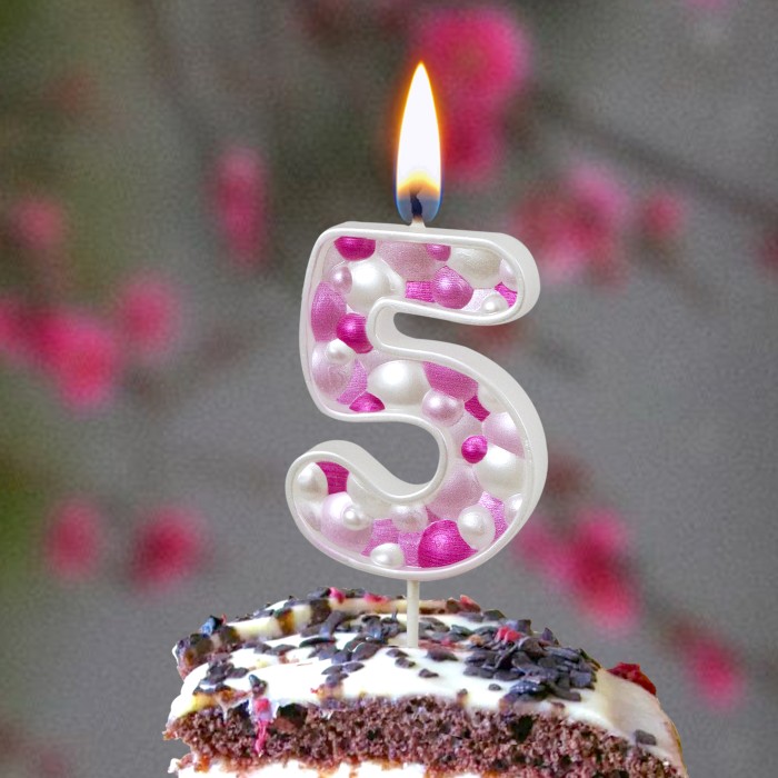 свеча тортовая "пузырьки" мал 5 розовая