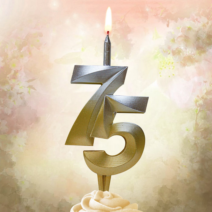 свеча тортовая витая юбилейная 75 "серебро-золото"
