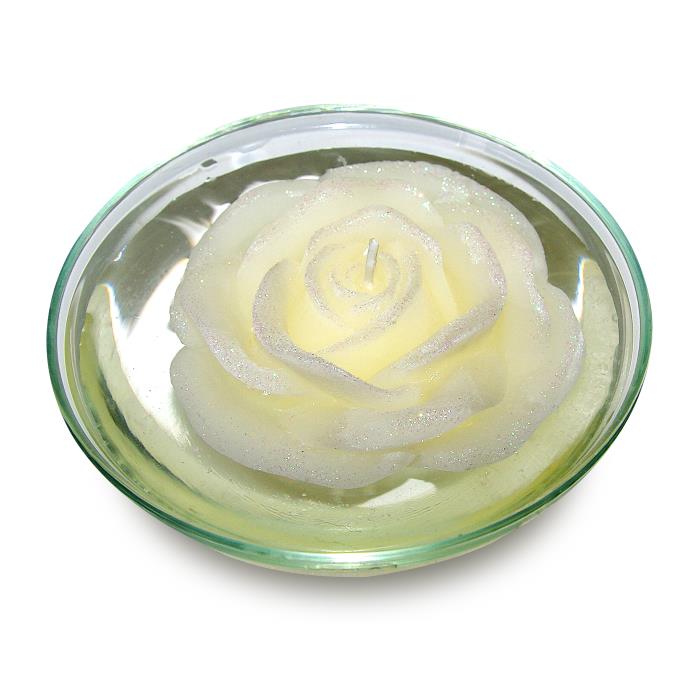 свеча роза кремовая плавающая