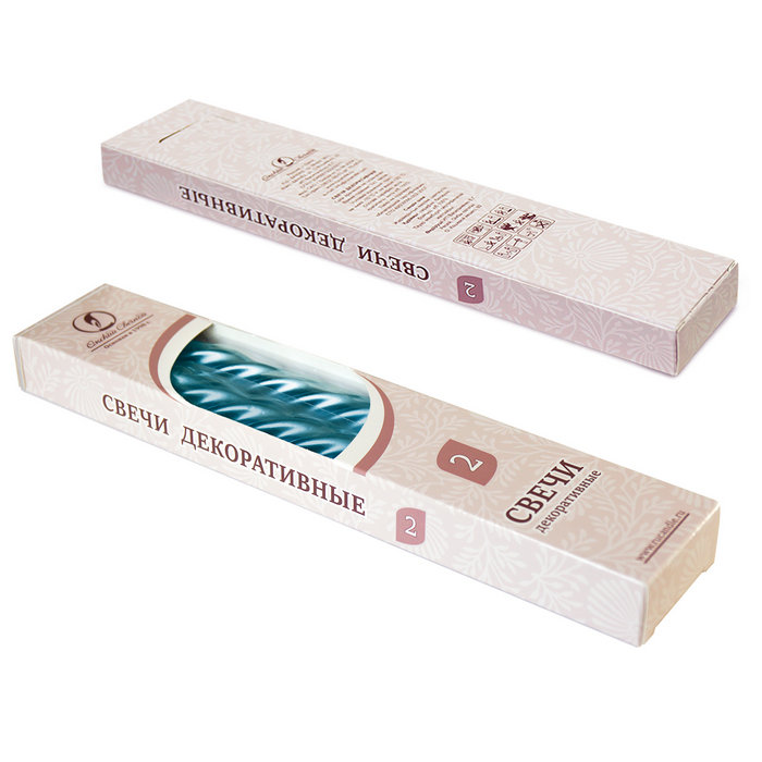 свеча витая 2 шт синий металлик