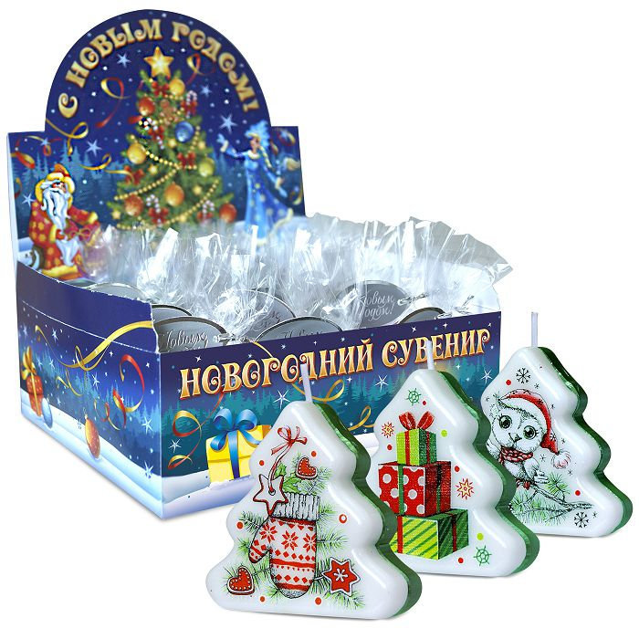 свечи-елочки новогодние (шоу-бокс)