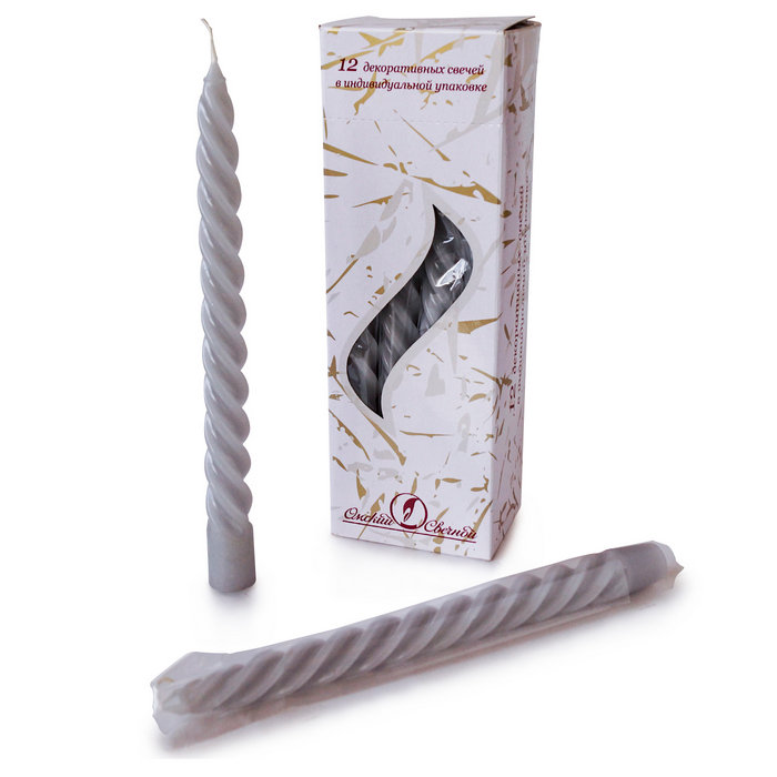 свеча витая 12 шт серая