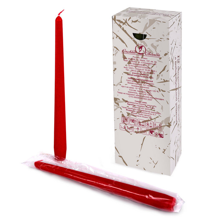 свеча античная 12 шт красная