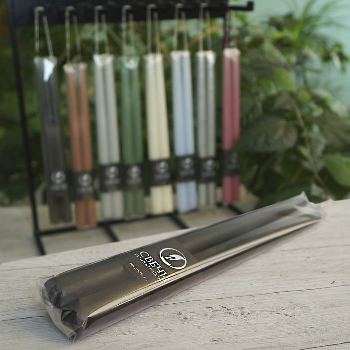 свеча античная ручной работы 2 шт 30 см (черная)