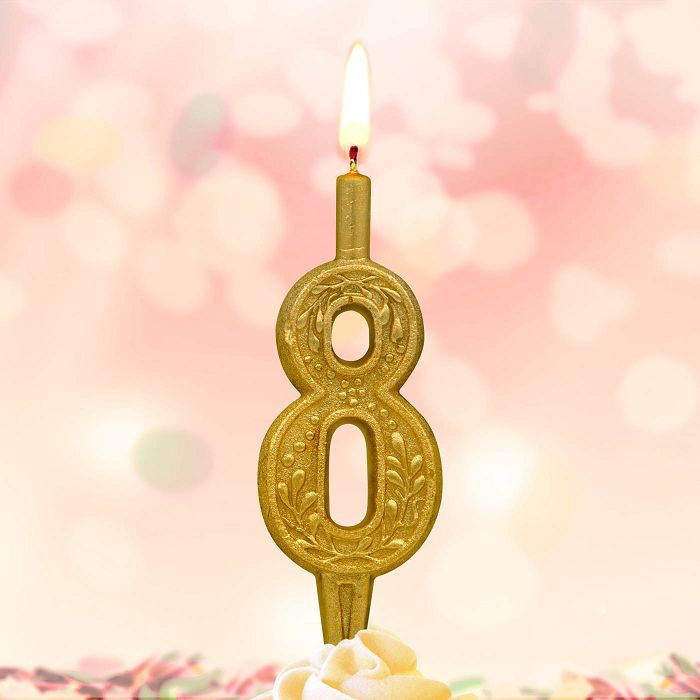 свеча тортовая  цифра "золотой узор" 8