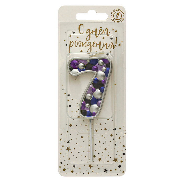 свеча тортовая "пузырьки" мал 7 серебро