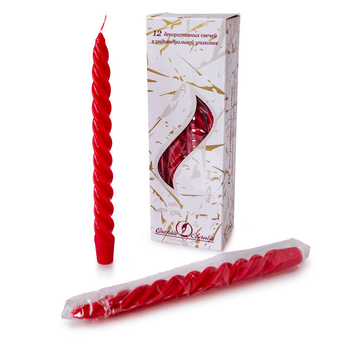 свеча витая 12 шт красная