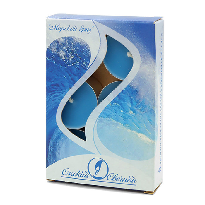 свеча  свеча в алюминиевой гильзе  (12 гр ароматизированная 6 шт/уп морской бриз)