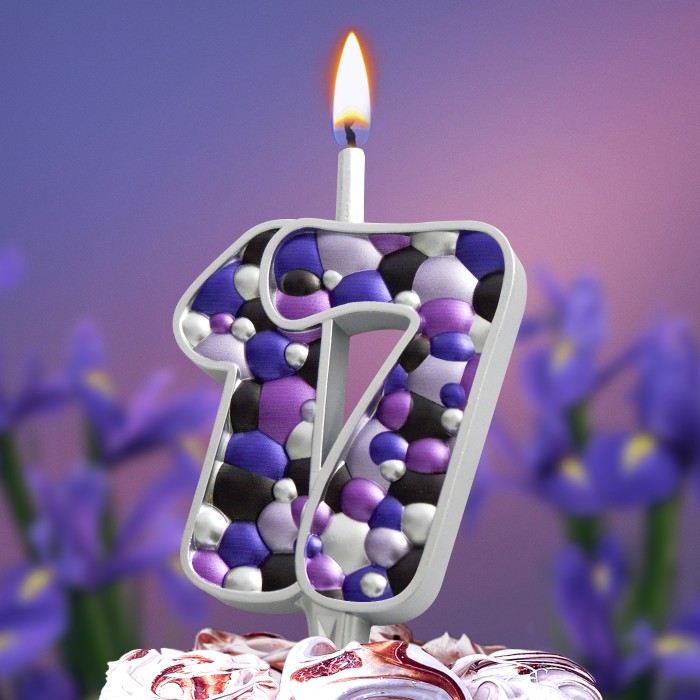 свеча тортовая  17 "пузырьки  серебро"