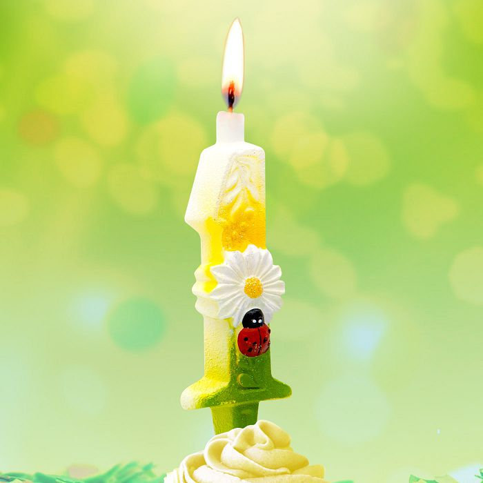 свеча тортовые цифры с ромашками 1
