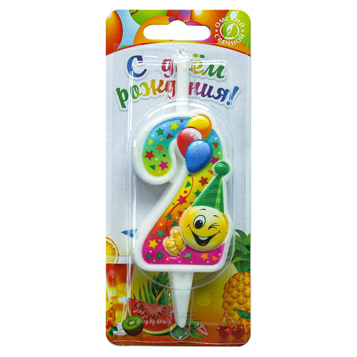 свеча тортовая "Смайлик с шарами" 2