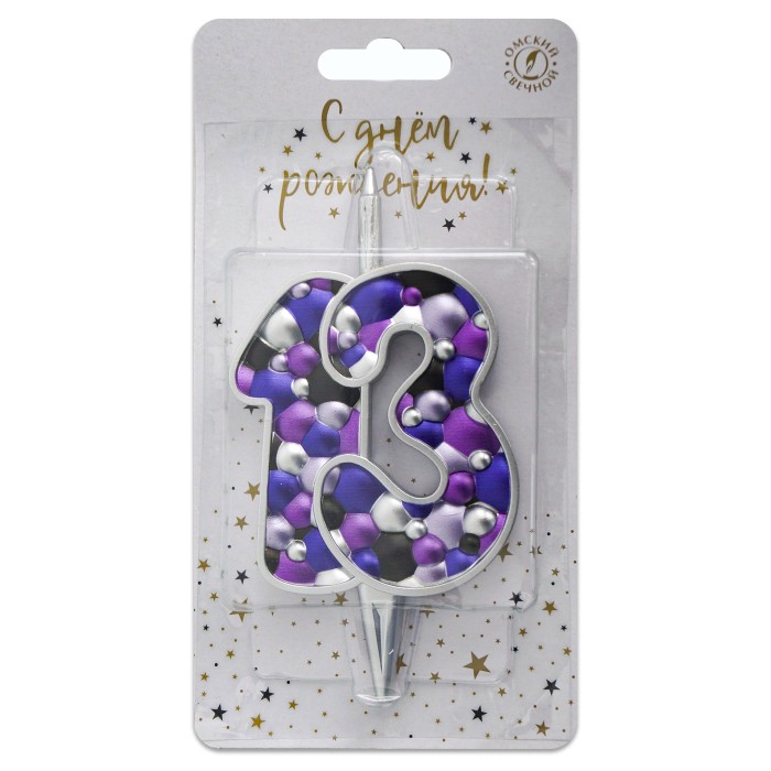 свеча тортовая  13 "пузырьки  серебро"