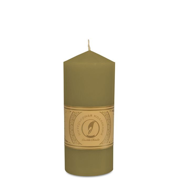 свеча цилиндр с конусом d70h155 оливковый