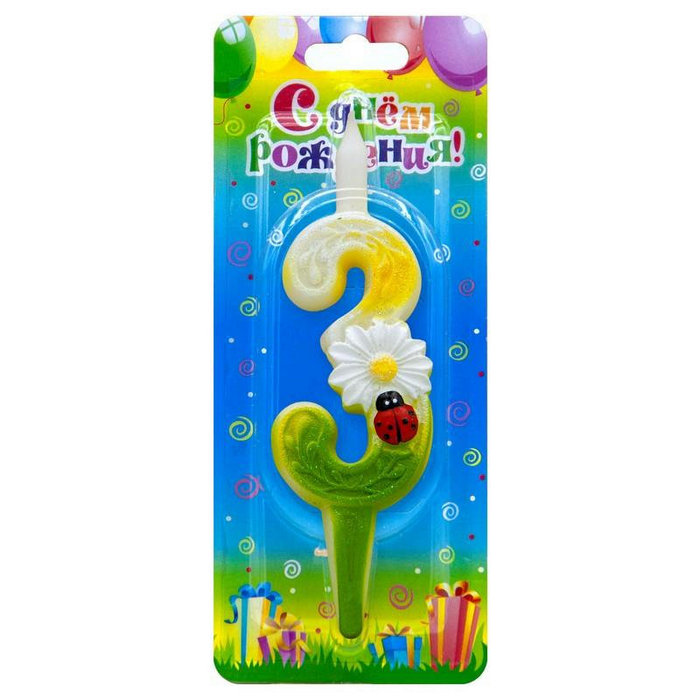 свеча тортовые цифры с ромашками 3