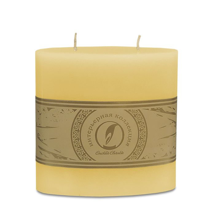 свеча овальная призма 125х63х125 2 фитиля желтый