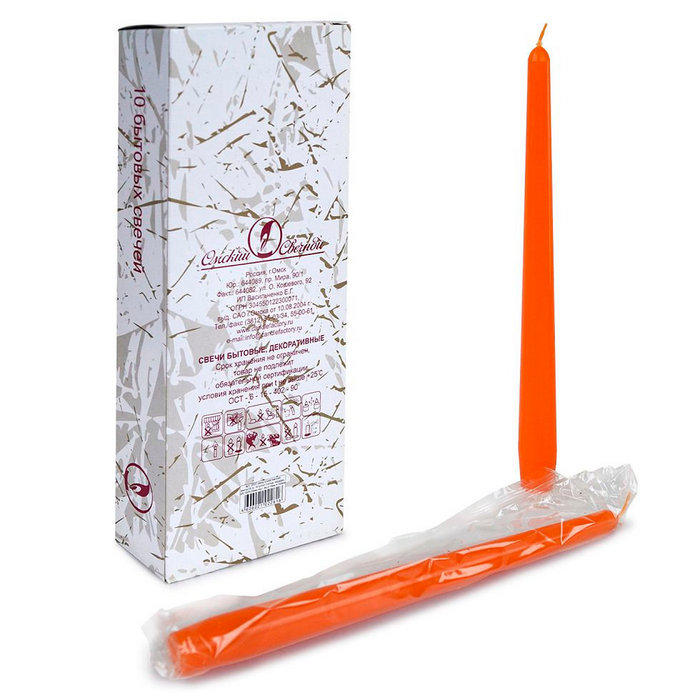 свеча античная 10 шт оранжевая