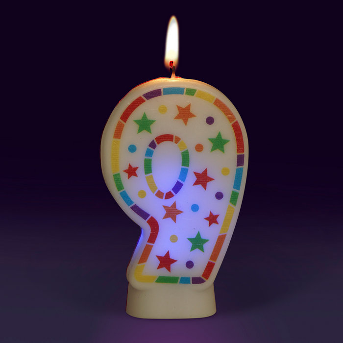 свеча цифра 9 светодиодная