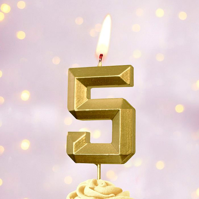 свеча тортовая на шпажке 5 "Золотые грани"