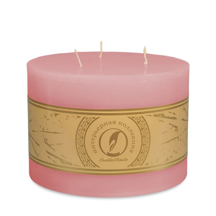 свеча цилиндр d150h105 3 фитиля розовый