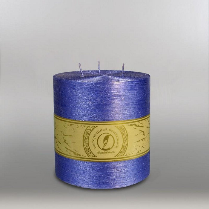 свеча цилиндр d150h150 3 фитиля темно-фиолетовый