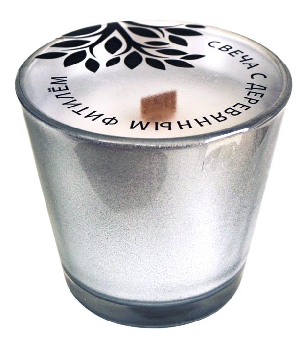 свеча в стекле с деревянным фитилем