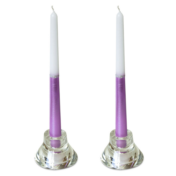 свеча античная 2 шт сиренево-белая