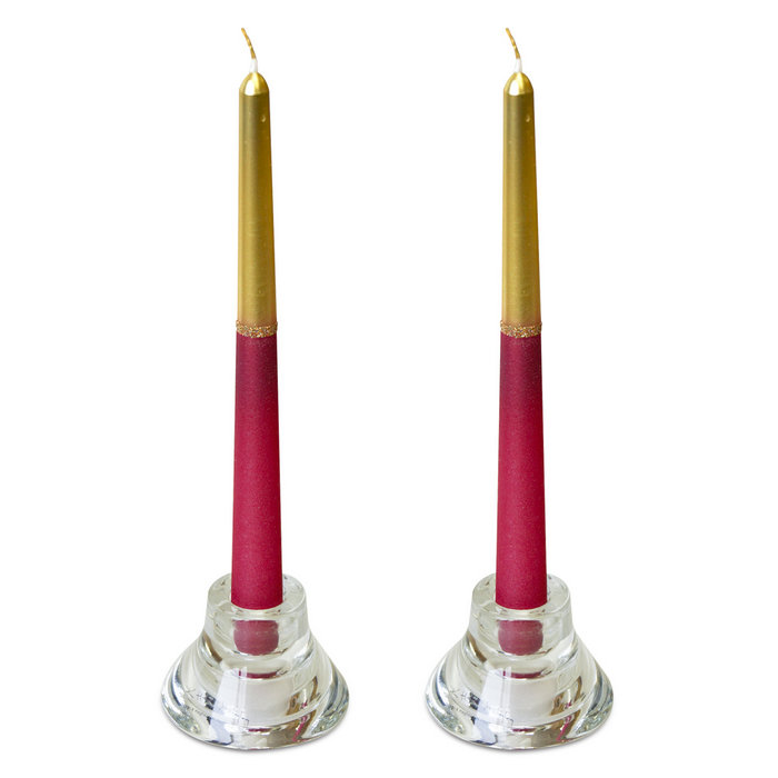 свеча античная 2 шт золотисто-рубиновая
