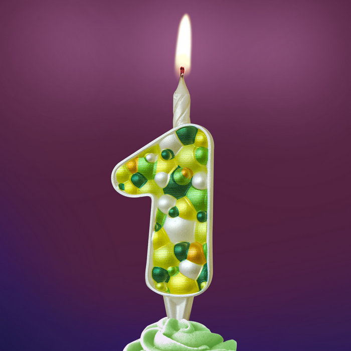 свеча тортовая 1 "Пузырьки" микс
