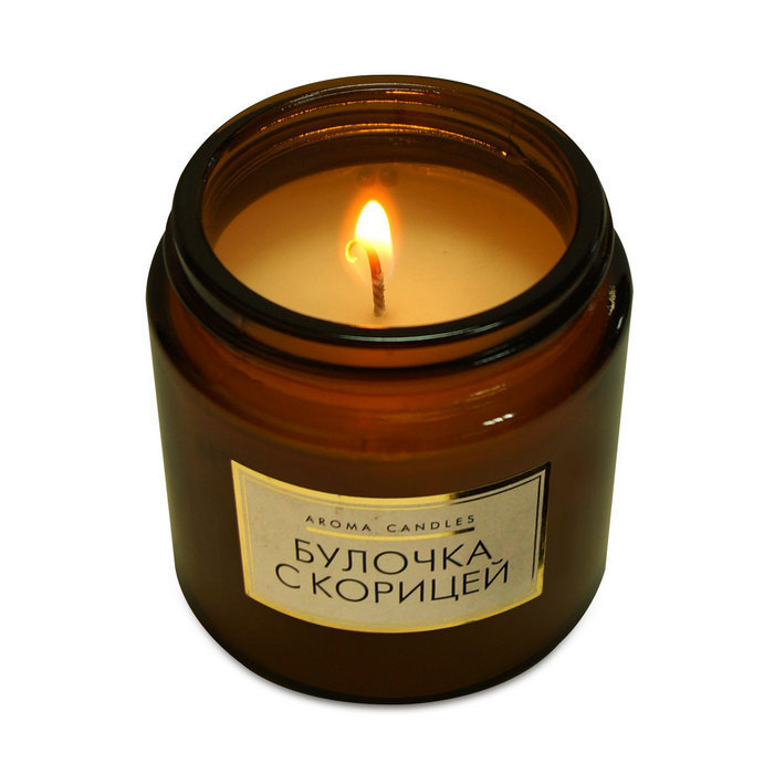 свечи в банке ароматизированные "булочка с корицей"