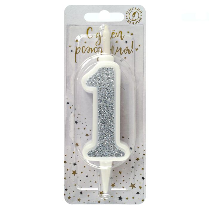 свеча тортовая 1 "суперблеск" серебро