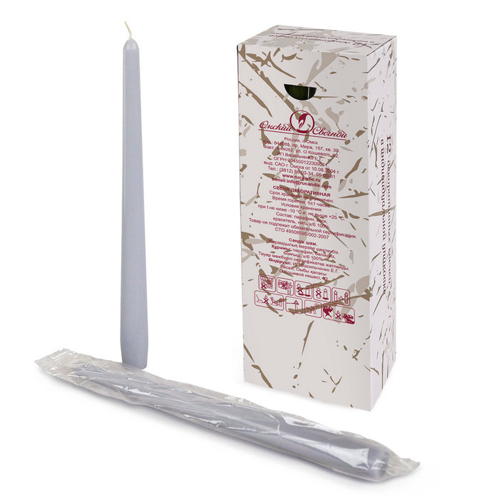 свеча античная 12 шт серая